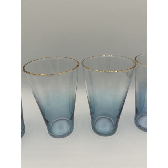 MCM Blue And Clear Vintage Glasses With Gold Rim Rare - Picture 3 of 6